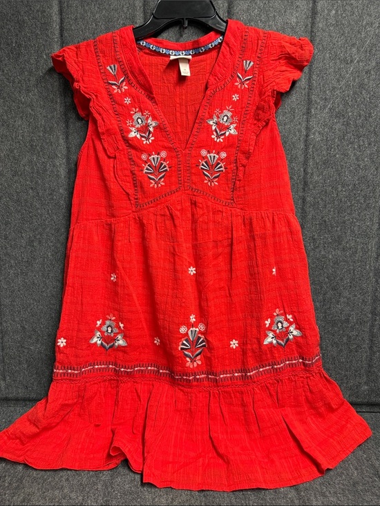 Knox Rose Dresses & Skirts - Knox Rose Red Embroidered V-Neck Tiered Dress